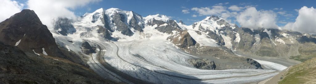Piz Trovat (ohne Schnee), Piz Palü, Bellavista, Piz Bernina