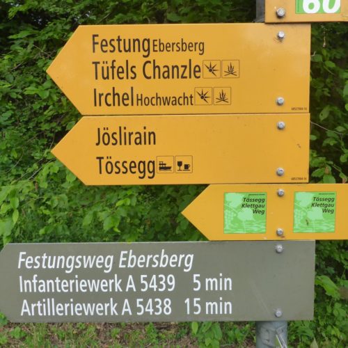 Wegweiser Brücke Rüdlingen/Flaach