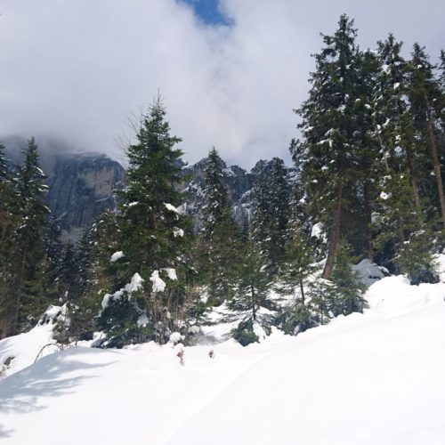 Winterliches Panorama Surselva im Frühling