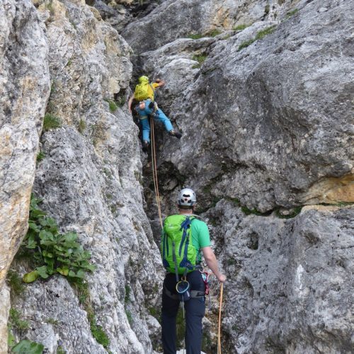 Erste Seillänge Rossi-Tomasi