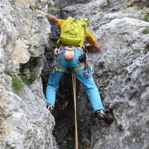 Erste Seillänge Rossi-Tomasi