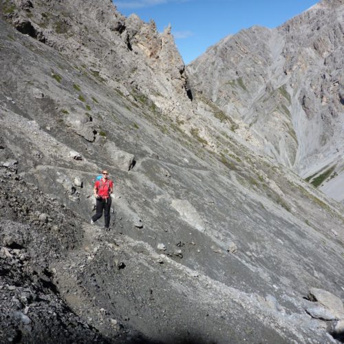 Traverse in der Geröllhalde