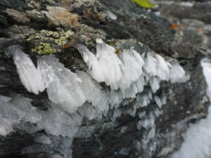 Eiskristalle und Wind