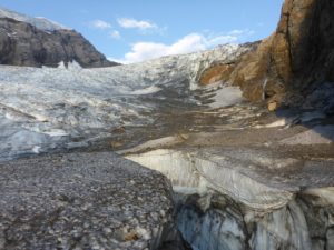 Blick auf den Gletscher vom Frühstückstisch