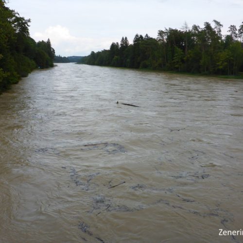 Hochwasser Thur 2017, Thurbrücke Flaach