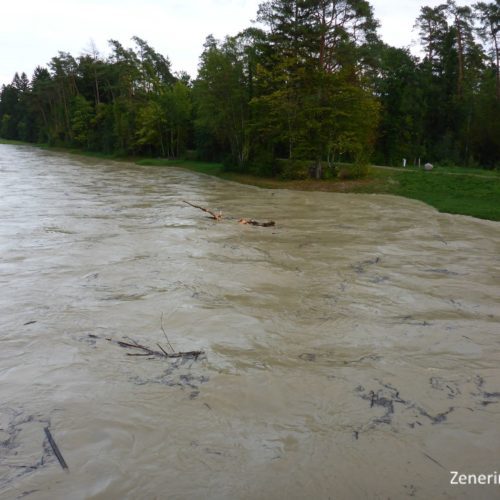 Hochwasser Thur 2017, Thurbrücke Flaach