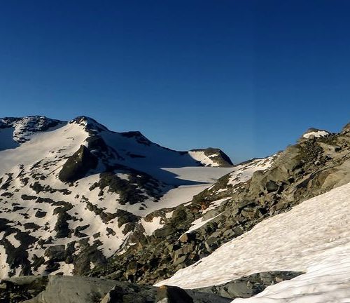 Panorama Zapporthorn, Rheinquellhorn, Vogelberg, Rheinwaldhorn