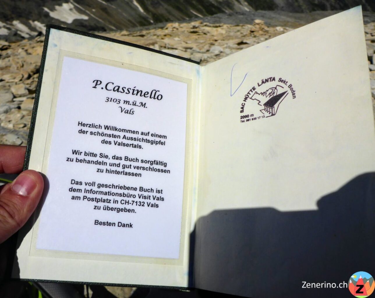 Gipfelbuch Pizzo Cassinello