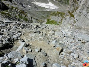 Brüchige Gletschermoräne Passo Soreda