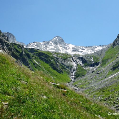 Blick zurück: Pizzo Cassinello (li.) und Pizzo di Cassimoi (re)
