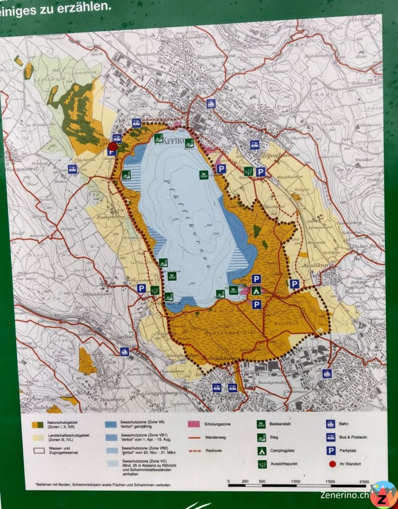 Karte: Rund um den Pfäffikersee mit Naturschutzgebiet