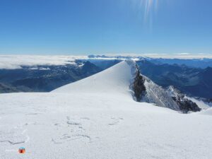 Piz Cambrena Gipfelausblick auf vermeintlichen Gipfel